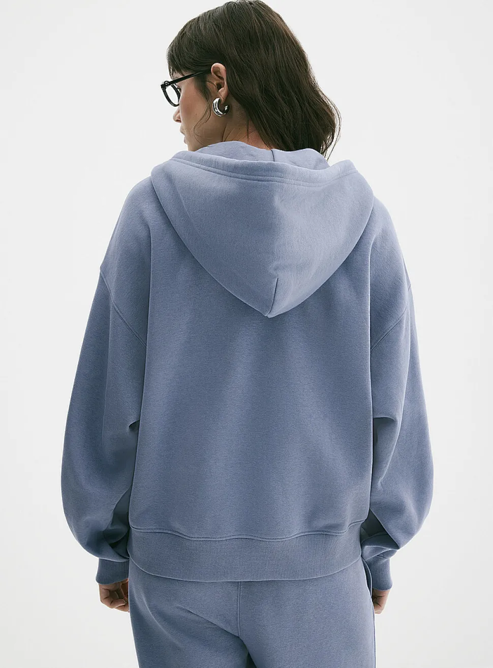 Loose zip fleece hoodie