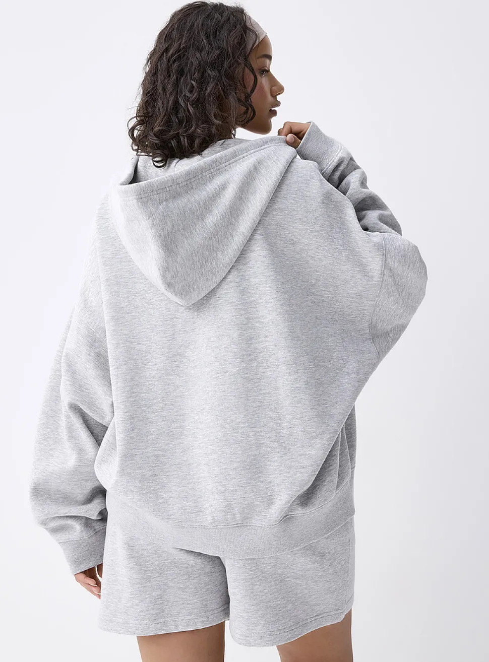 Loose zip fleece hoodie