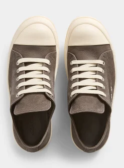 Low grey leather sneakers