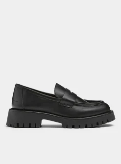 Lug-sole platform penny loafers