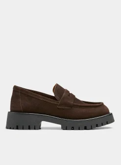 Lug-sole platform penny loafers