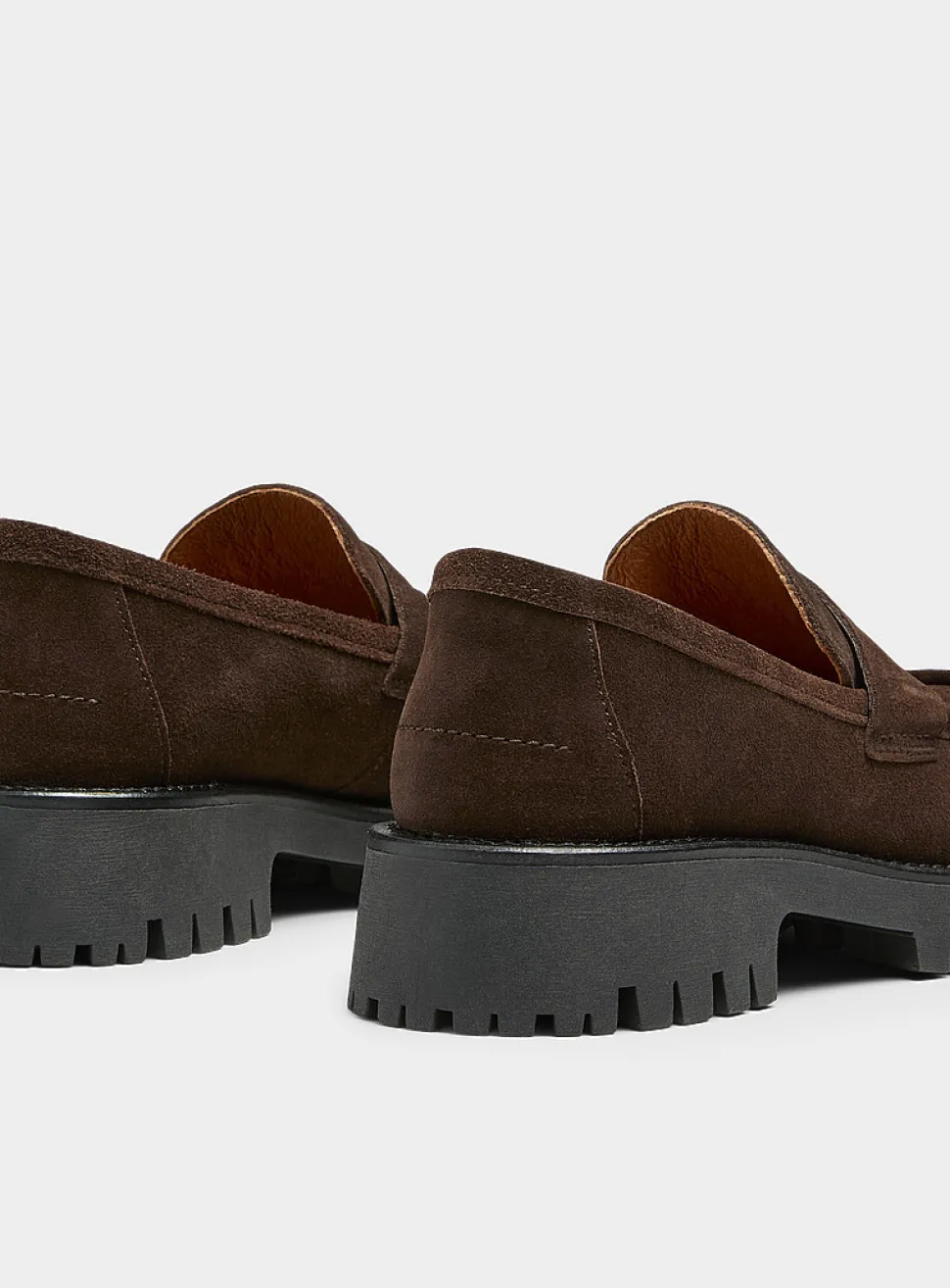 Lug-sole platform penny loafers