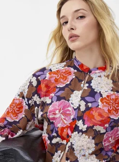 Lush bloom officer-collar shirt