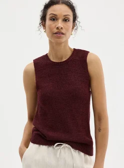 Lustrous ribbon-knit sweater vest