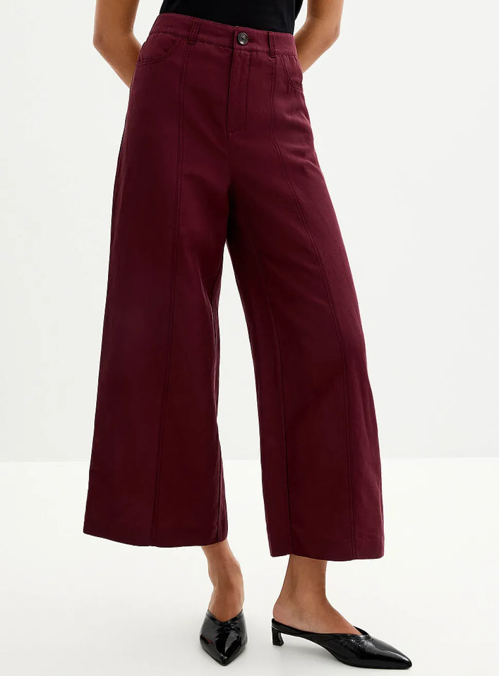 Lyocell-linen cropped pant