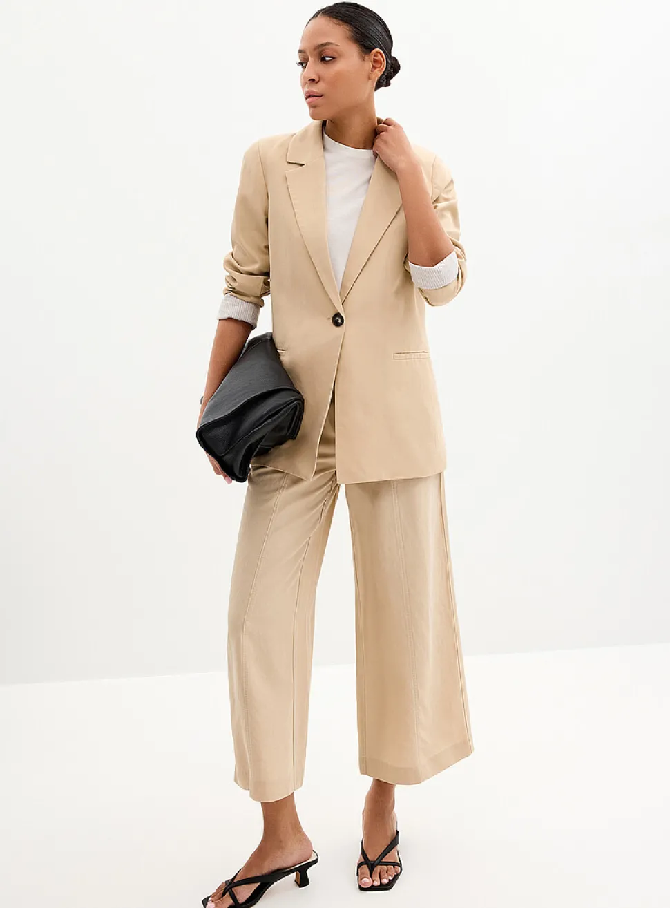 Lyocell-linen relaxed fit blazer