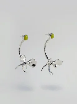 Magnolia Drip sterling silver earrings