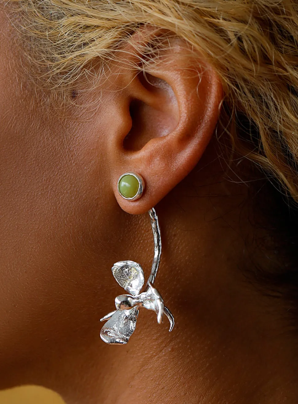 Magnolia Drip sterling silver earrings