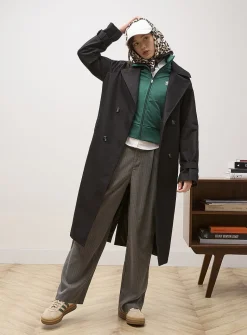 Marbled-button twill trench