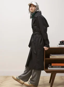Marbled-button twill trench