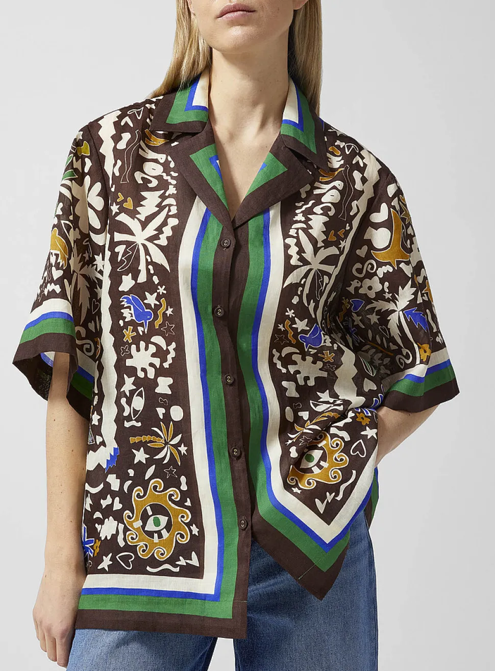 Maroc painted shapes pure ramie shirt