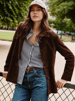 Matilda shirt-collar suede jacket