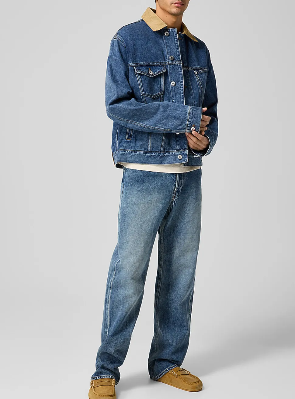 Medium blue straight-leg jean