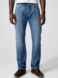 Medium blue straight-leg jean