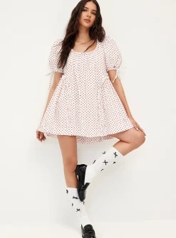 Meri red polka dots minidress