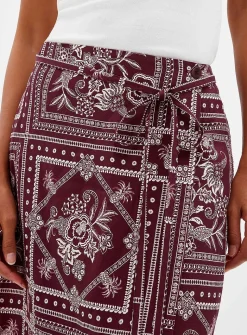 Merlot ceramic-print wrap skirt