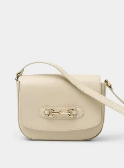 Metal buckle leather saddle bag