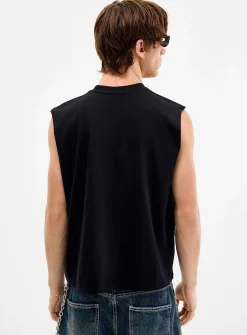 Metal eyelet muscle tee