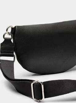 Metallic-accent pebbled leather belt bag