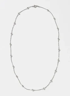 Metallic bead silver chain