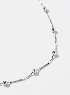 Metallic bead silver chain
