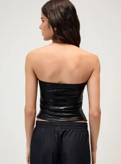Metallic effect cropped tube top