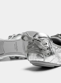 Metallic leather ballet flat sneaker