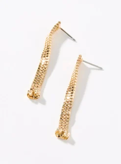 Metallic triple-row earrings