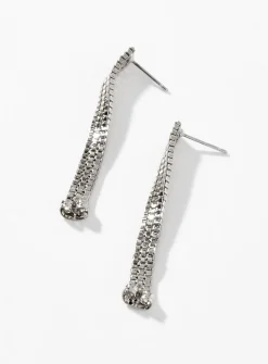 Metallic triple-row earrings