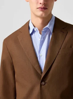 Michel brown linen-lyocell jacket