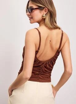Microfibre V-neck ruched cami