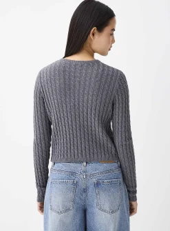Mini-cable cropped cardigan