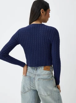 Mini-cable cropped cardigan