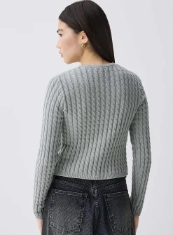 Mini-cable cropped cardigan