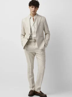 Mini-chevron pure linen jacket