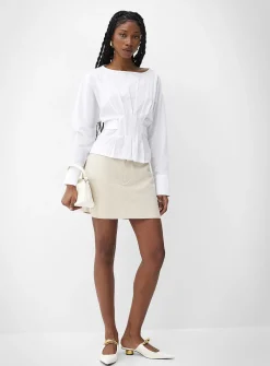 Minimalist linen-blend miniskirt