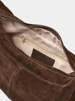 Minimalist suede half-moon hobo bag