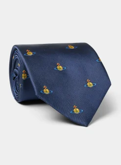 Mini orb pure silk tie