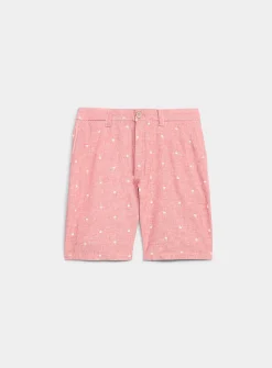 Mini-pattern cotton and linen Bermudas