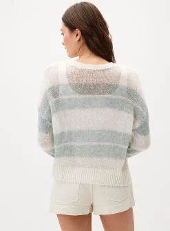 Mixed stripes thin knit sweater