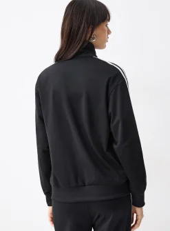 Mock-neck knit track jacket