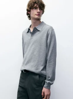 Modal-blend polo sweater