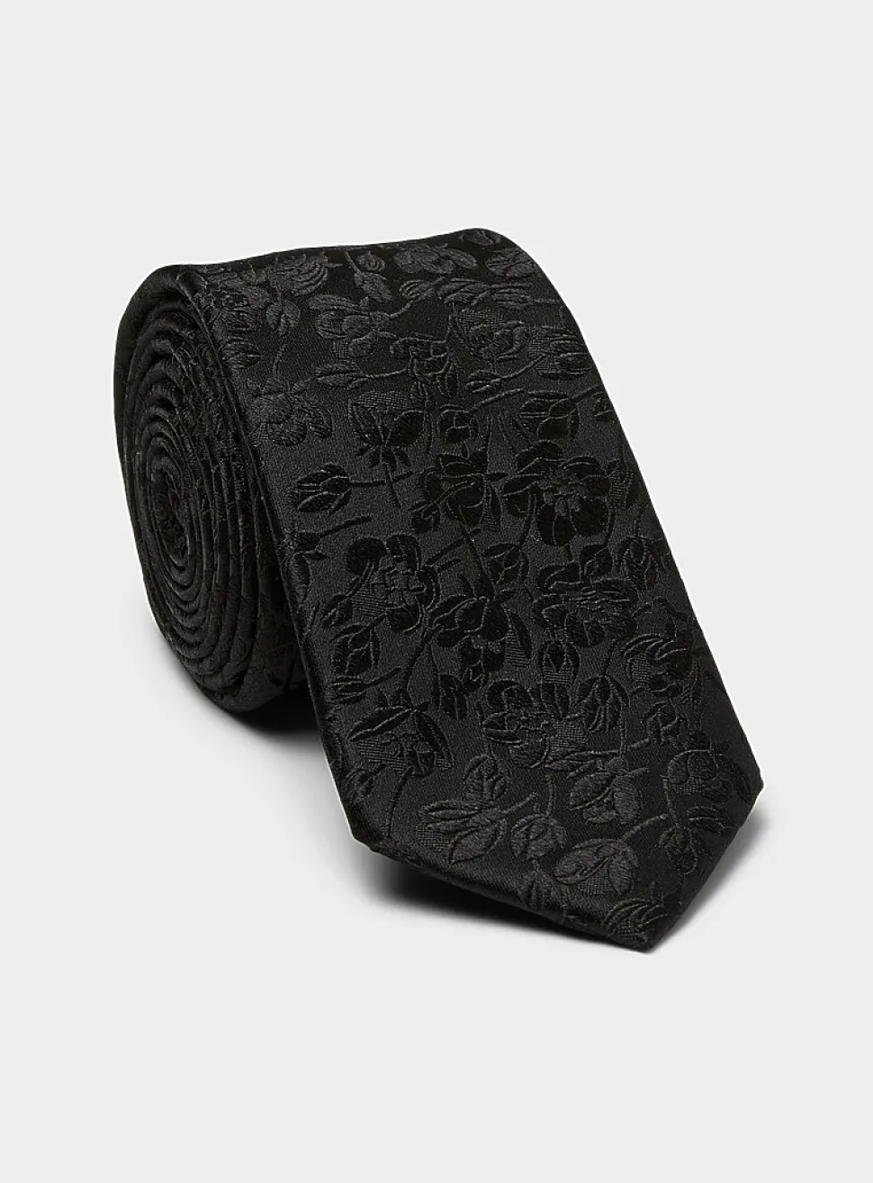 Monochrome flower satiny tie