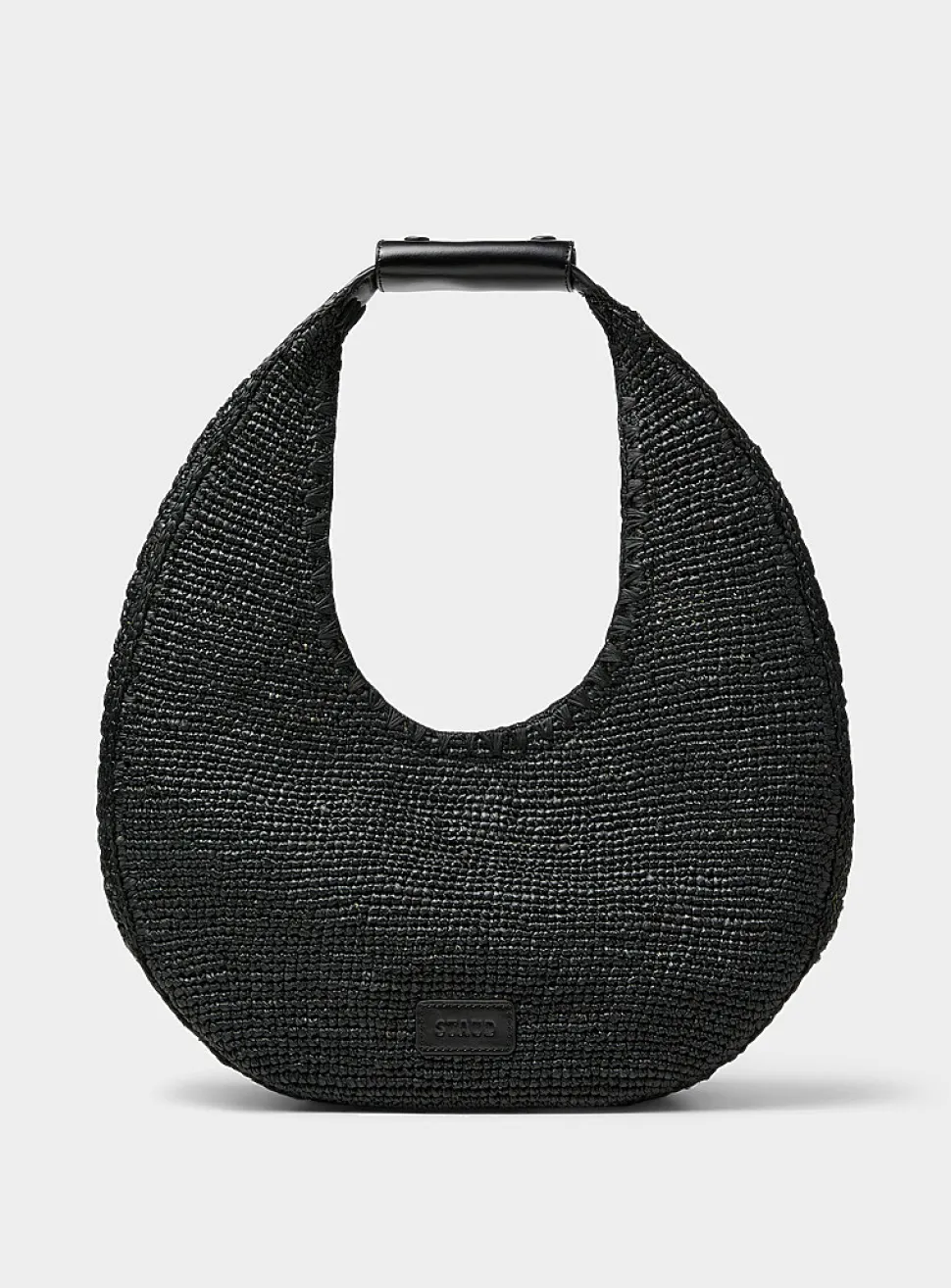Moon crocheted raffia large shoulder bag