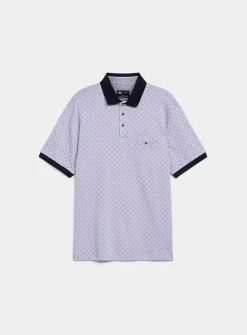 Mosaic pattern liquid cotton polo