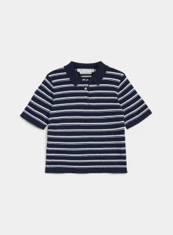 Moss-stitch striped knit cardigan