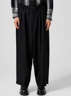 Multi-pleating loose pure wool pant