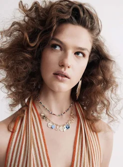 Mystical charm and bead double-strand necklace