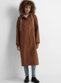 Natural hue maxi raincoat