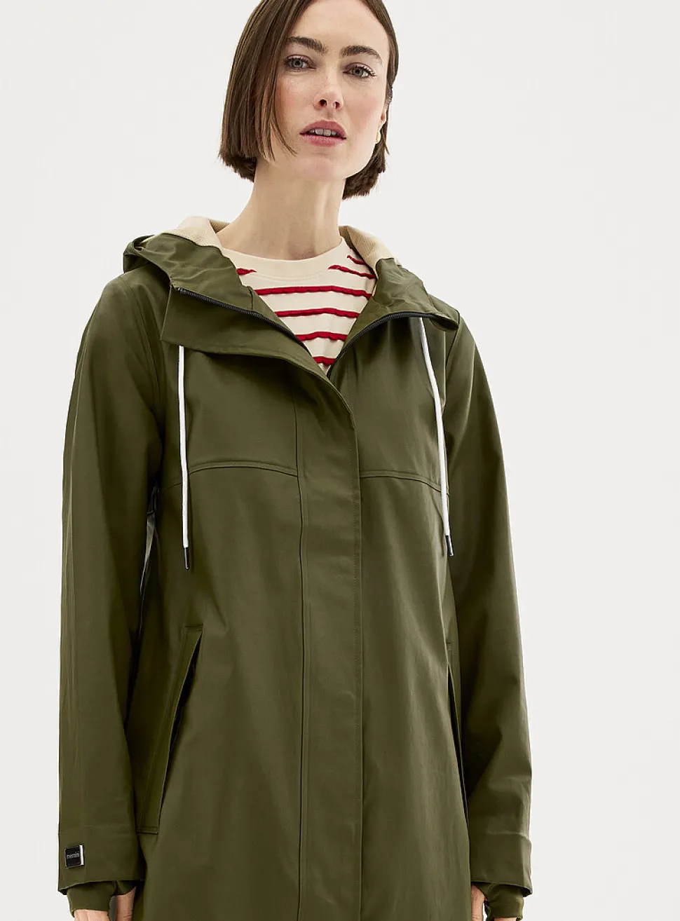 Natural hue maxi raincoat